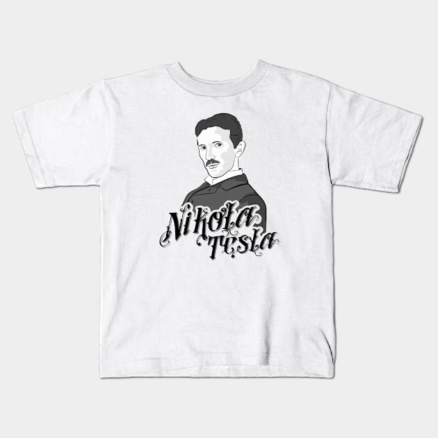 Nikola Tesla science geek nerd Kids T-Shirt by untagged_shop